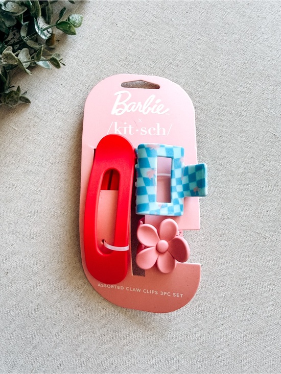 Kitsch Accessories - Barbie x Kitsch 3-Piece Assorted Claw Hair Clip Set NWT Limited Edition Pink